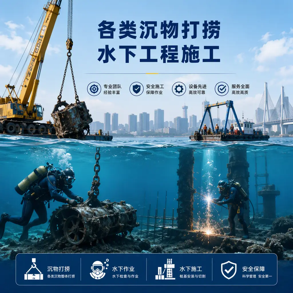 桃山各类沉物打捞,水下工程施工